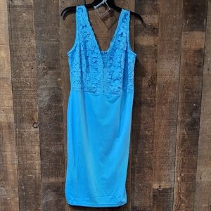 Grace Karin Sky Blue Floral Lace Dress